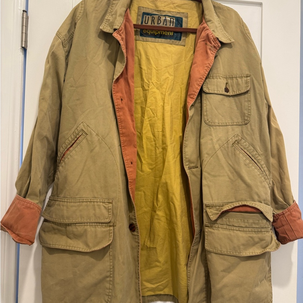 Equipment Men's Tan and Orange Military Jacket